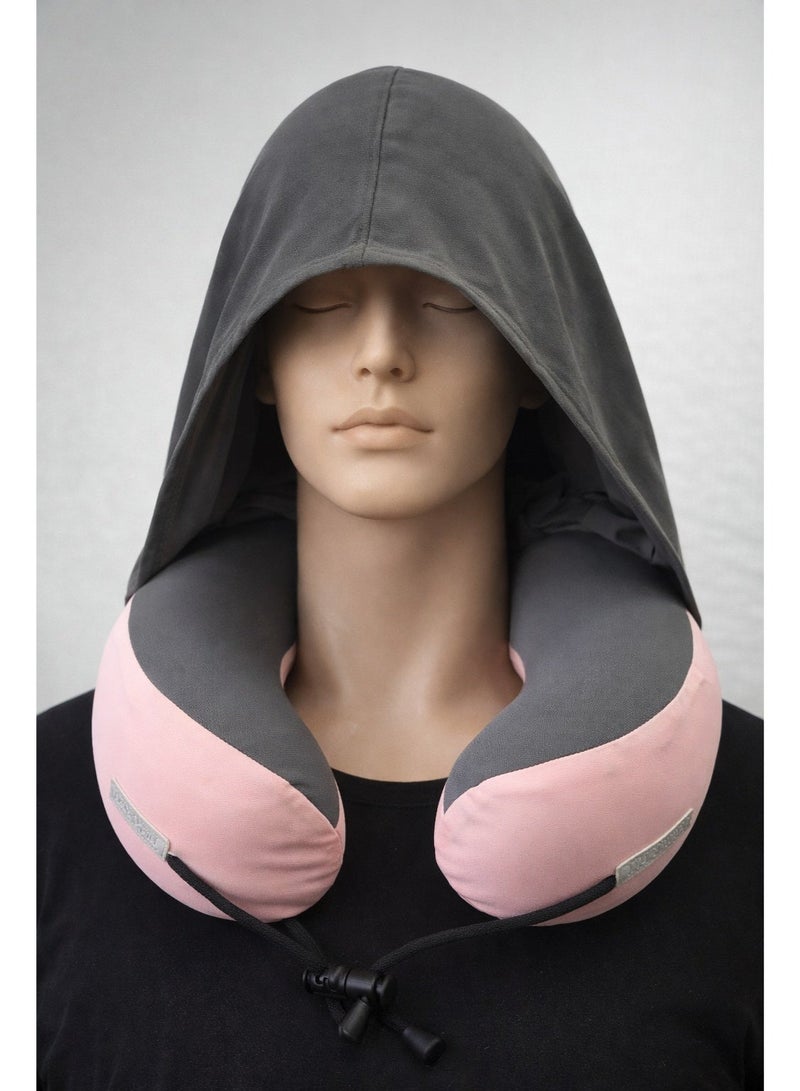 F.A.M.S Luxury Memory Foam Travel Neck Pillow with Privacy Hoodie – 360° Ergonomic Neck Support, Breathable & Machine Washable Cover for Flights, Car & Office - Image 1